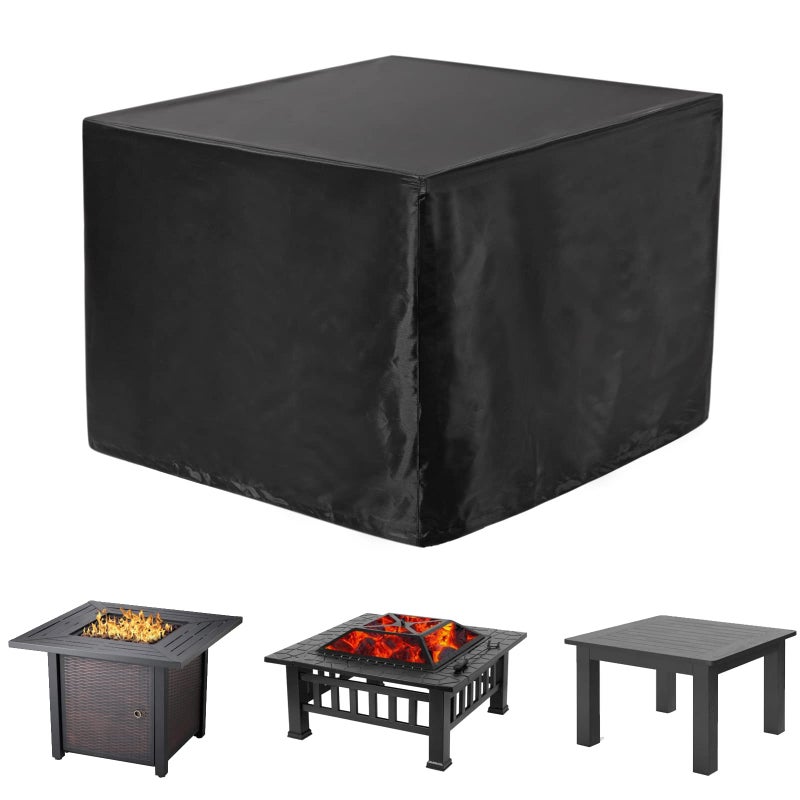 WOMACO Heavy Duty Square Patio Fire Pit/Table Cover, Waterproof Outdoor Furniture Cover (44" x 44" x 22", Black) - Image 1
